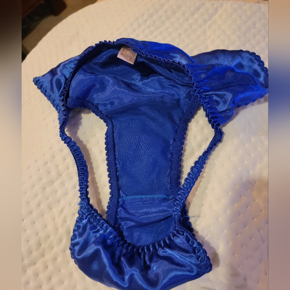 Blue VINTAGE SILKY POLYESTER  PANTY - Picture 4 of 5